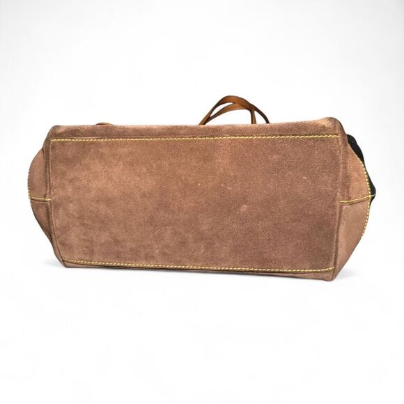 Dooney & Bourke Black Brown Suede Leather Tote Bag Shoulder Purse - Picture 6 of 8